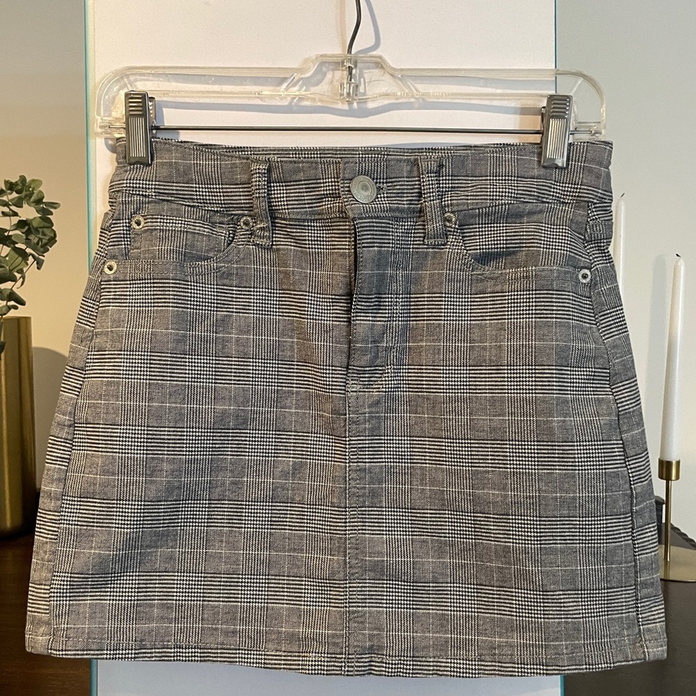 american eagle plaid skinny skirt